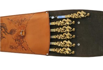 Шампуры подарочные (6шт.) в колчане из натуральной кожи, Арт. 373ДР6